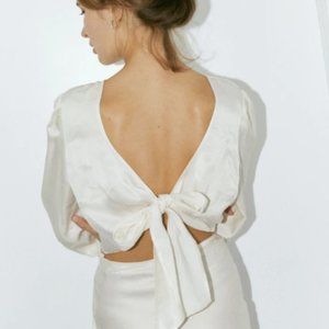 Whimsy and Row Lauren Crop Long Sleeve in Cream